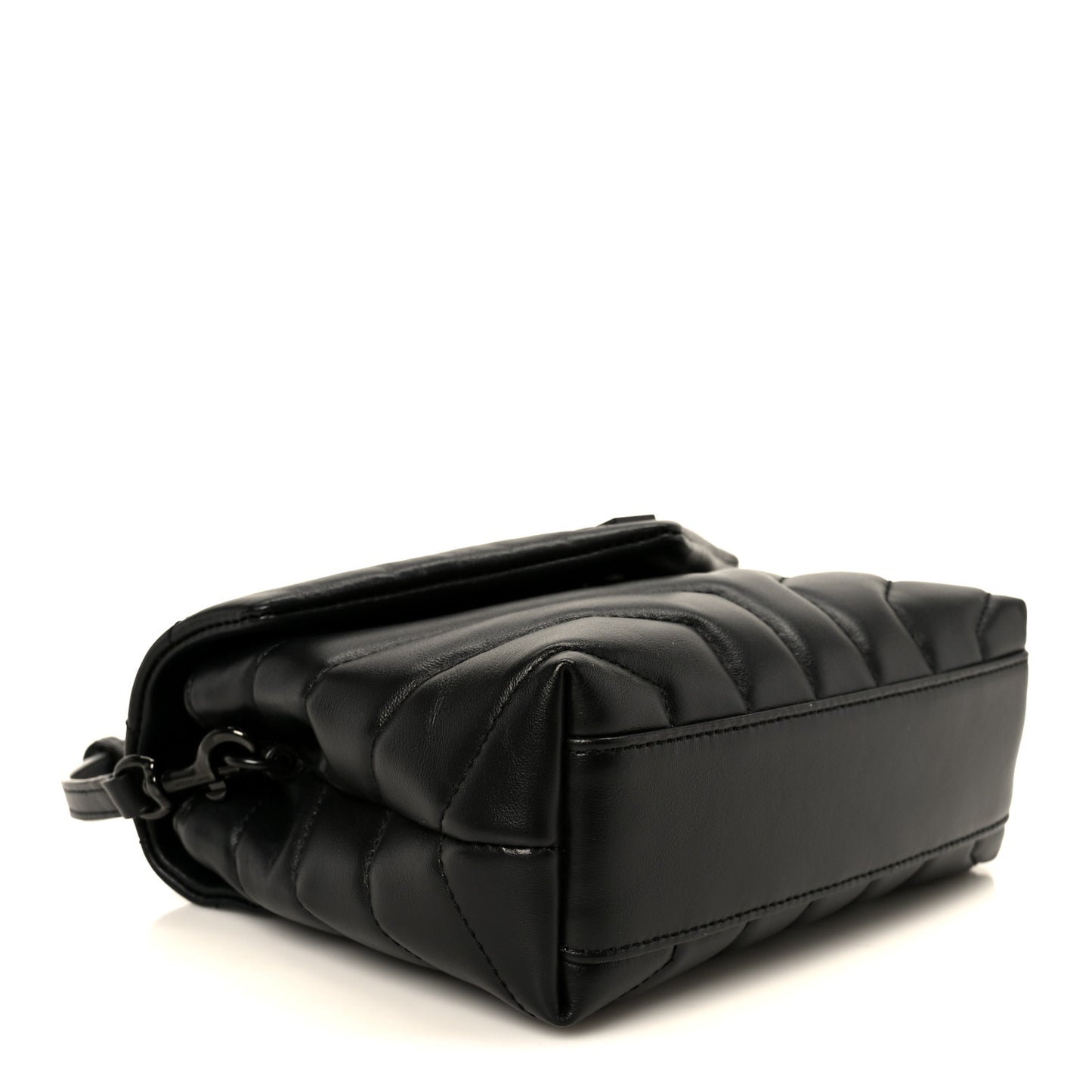 Calfskin Y Quilted Monogram Monochrome Toy Loulou Crossbody Bag Black