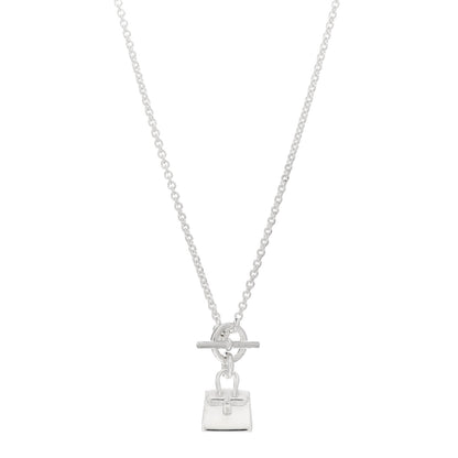 Hermes Sterling Silver Birkin Amulette Pendant Necklace 1 of 5