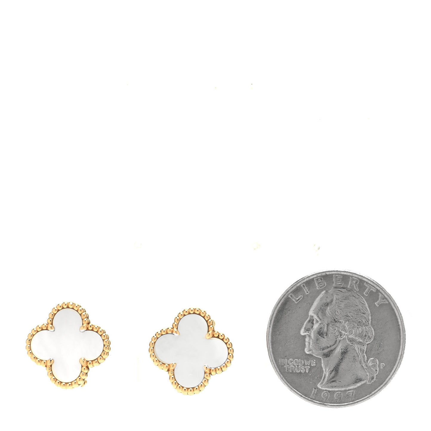 18K Yellow Gold Mother of Pearl Vintage Alhambra Earrings