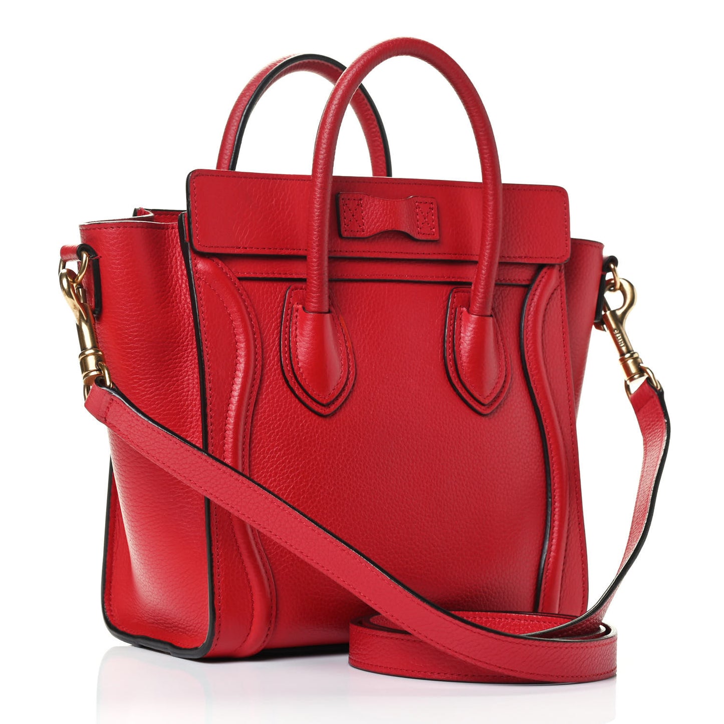 Drummed Calfskin Nano Luggage Coquelicot