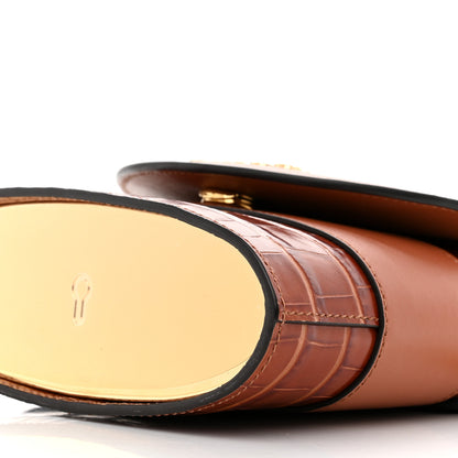 Chloe Calfskin Crocodile Embossed Small Aby Lock Chestnut Brown 9 of 10