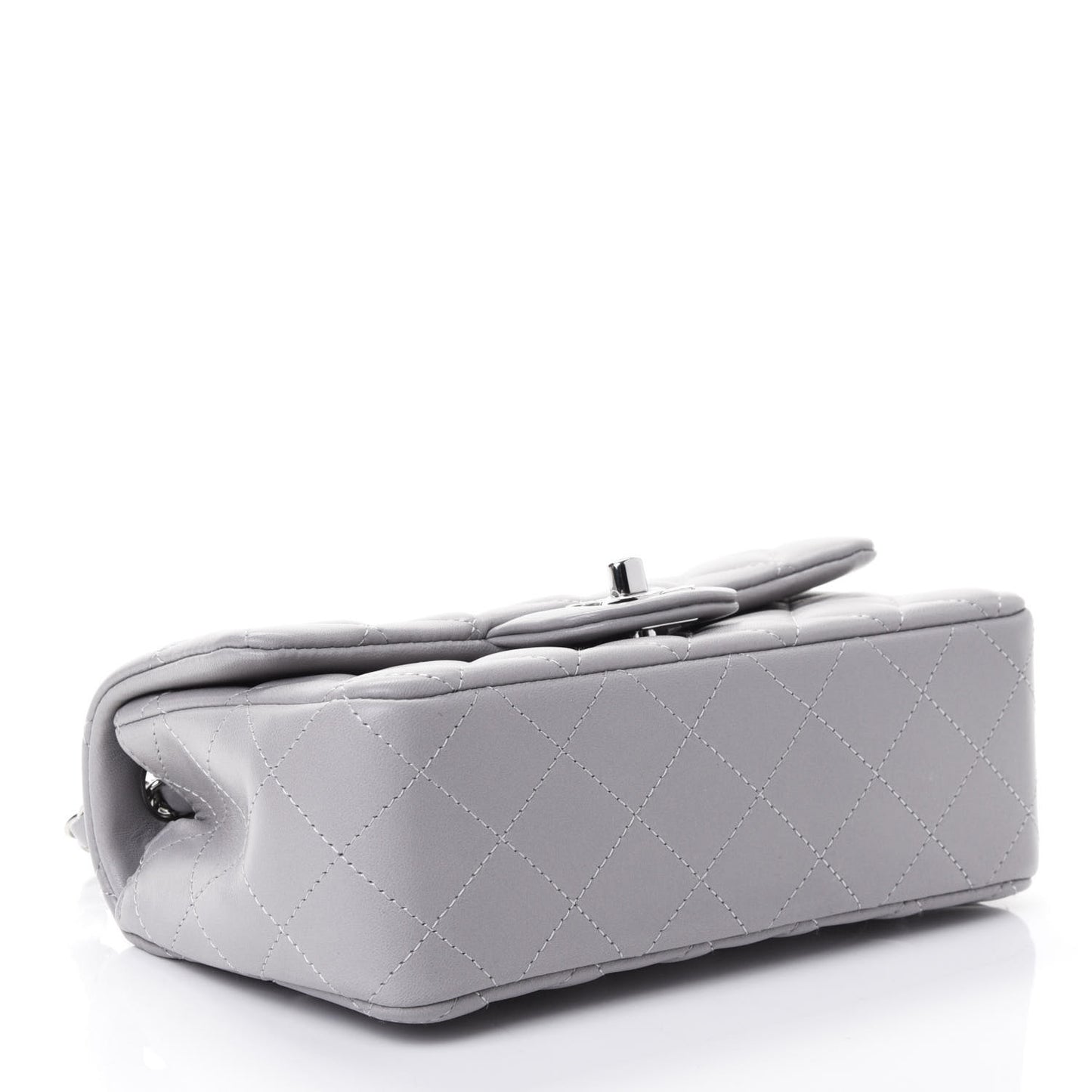 Lambskin Quilted Mini Rectangular Flap Grey