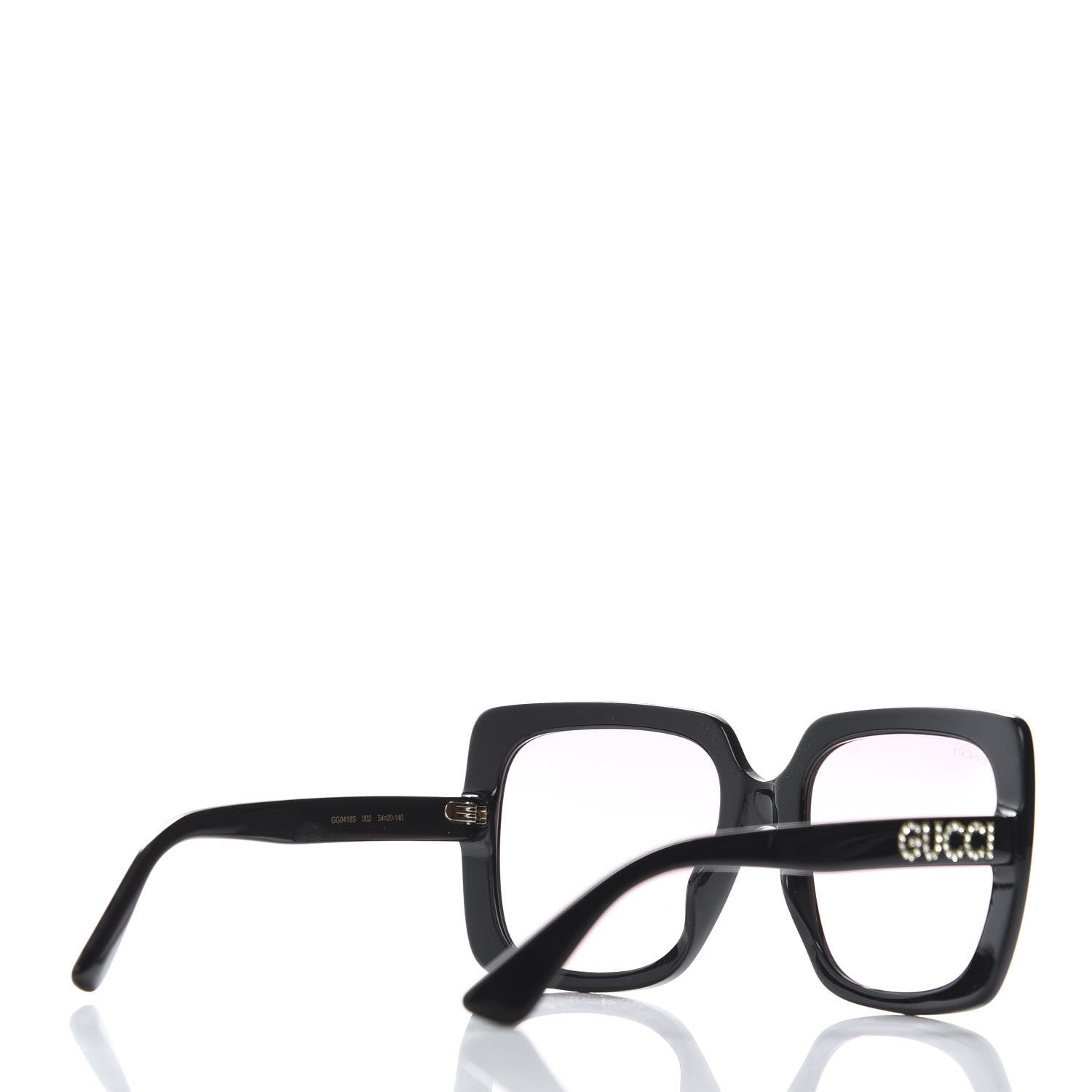 Gucci Crystal Square Frame GG Sunglasses GG0418S Black Pink 4 of 8