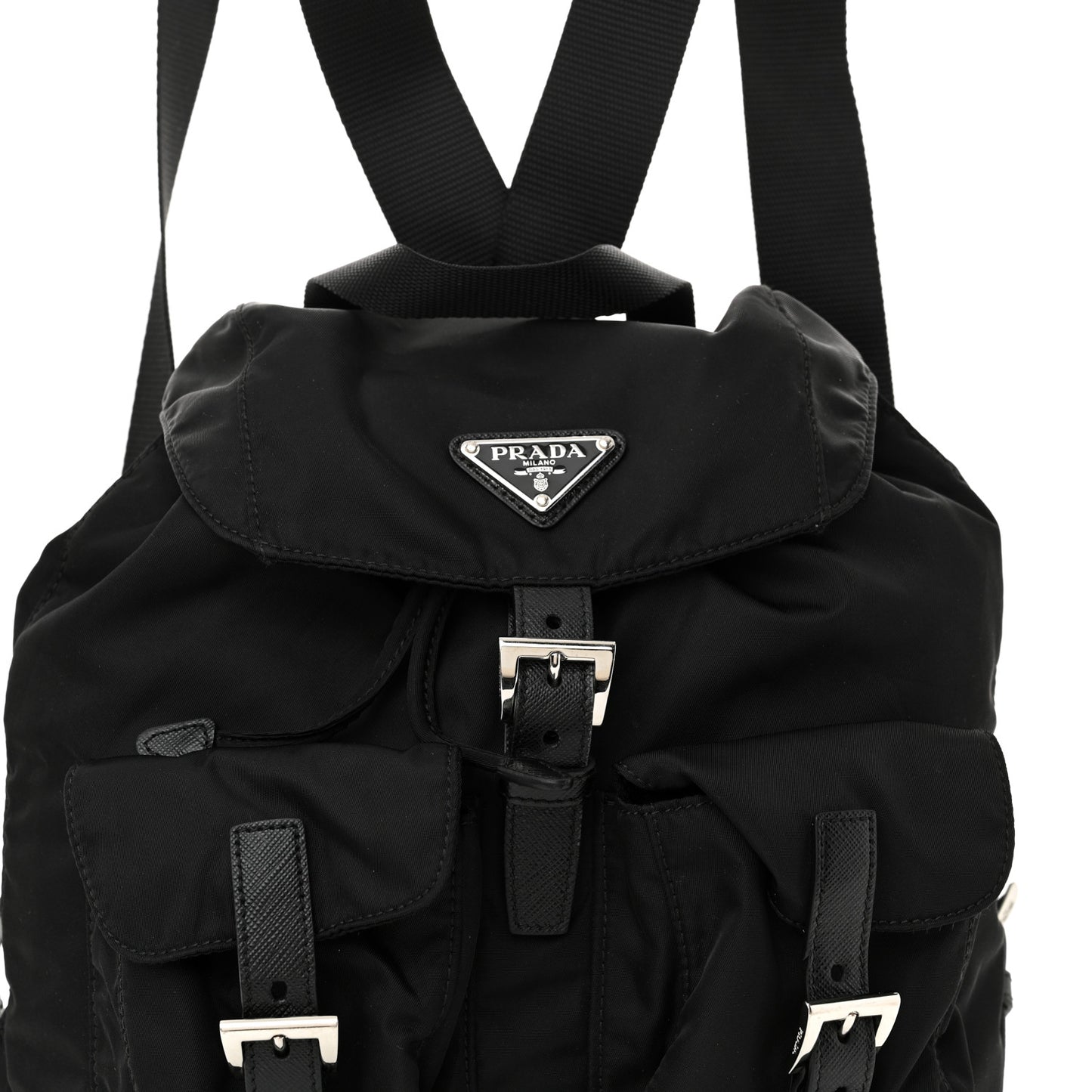 Tessuto Nylon Saffiano Small Backpack Black