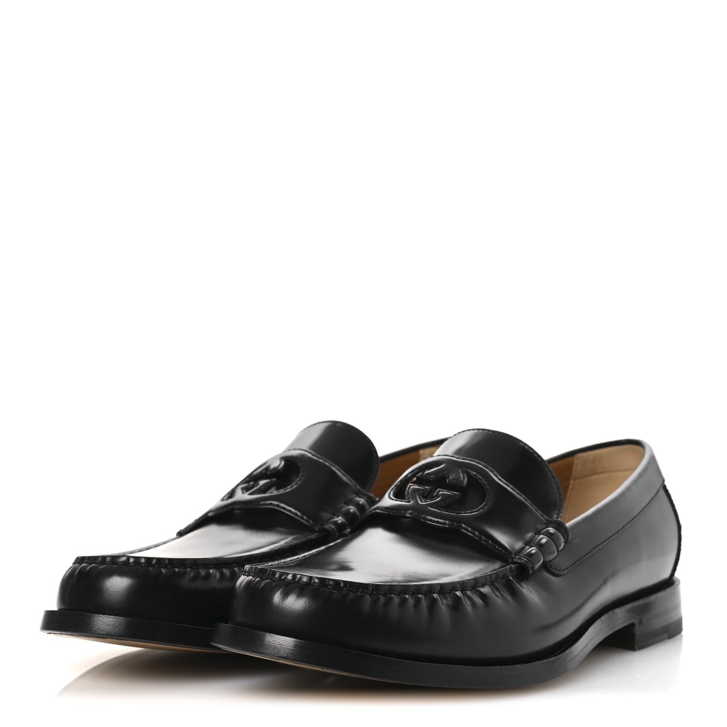 Gucci Calfskin Mens Interlocking G Millennial Ribot Loafers 13 Black 4 of 12
