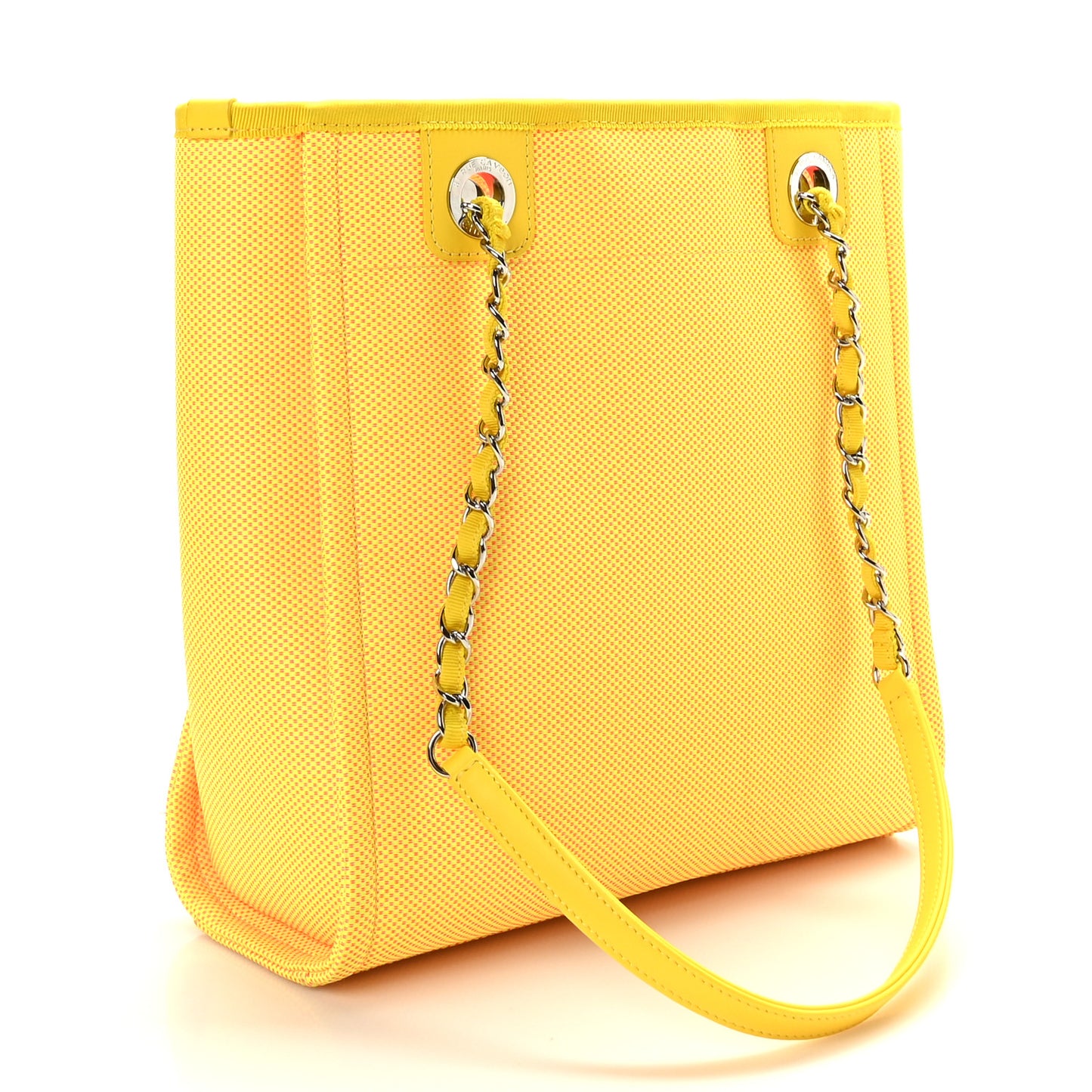 Mixed Fibers Calfskin Mini Deauville Tote Orange Yellow