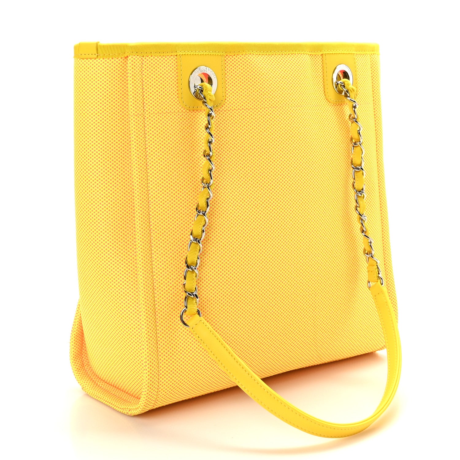Chanel Mixed Fibers Calfskin Mini Deauville Tote Orange Yellow 3 of 9