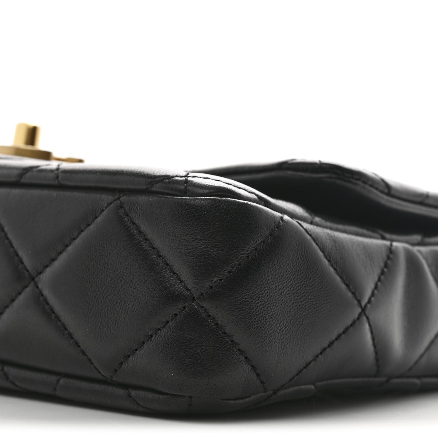 Lambskin Enamel Quilted Pending CC Square Flap Black