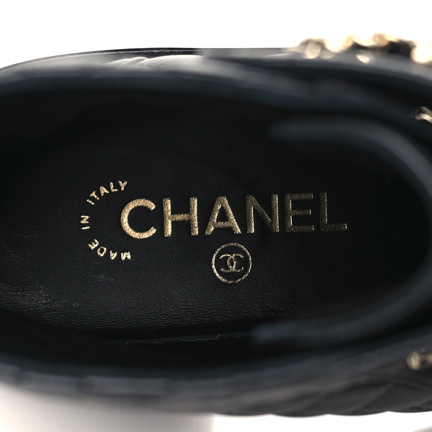 Chanel Shiny Lambskin Quilted Lace Up Combat Boots 38.5 Black 6 of 8