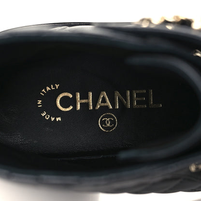 Chanel Shiny Lambskin Quilted Lace Up Combat Boots 38.5 Black 6 of 8