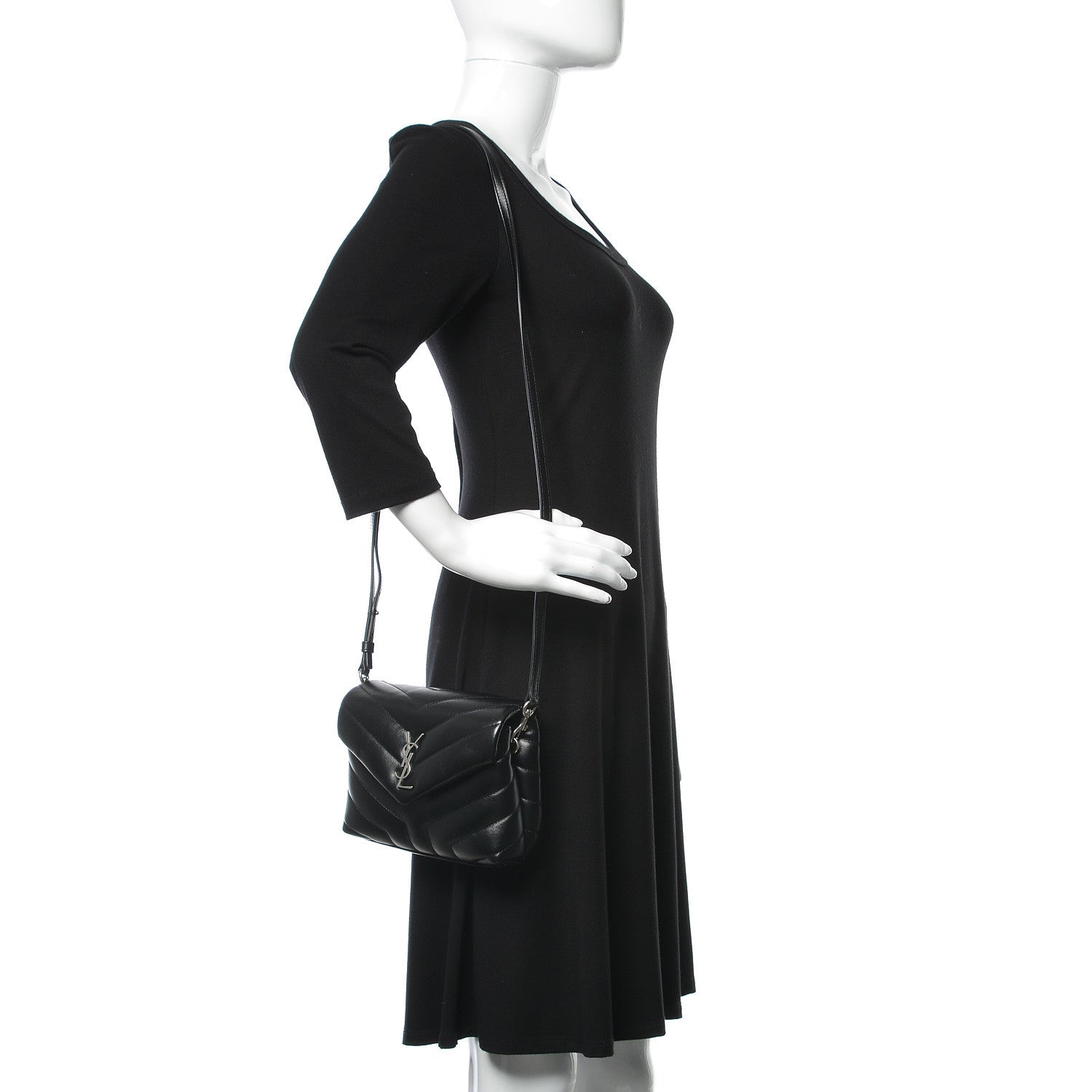 Saint Laurent Calfskin Y Quilted Monogram Toy Loulou Crossbody Bag Black 2 of 9