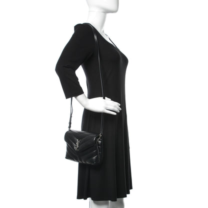 Saint Laurent Calfskin Y Quilted Monogram Toy Loulou Crossbody Bag Black 2 of 9