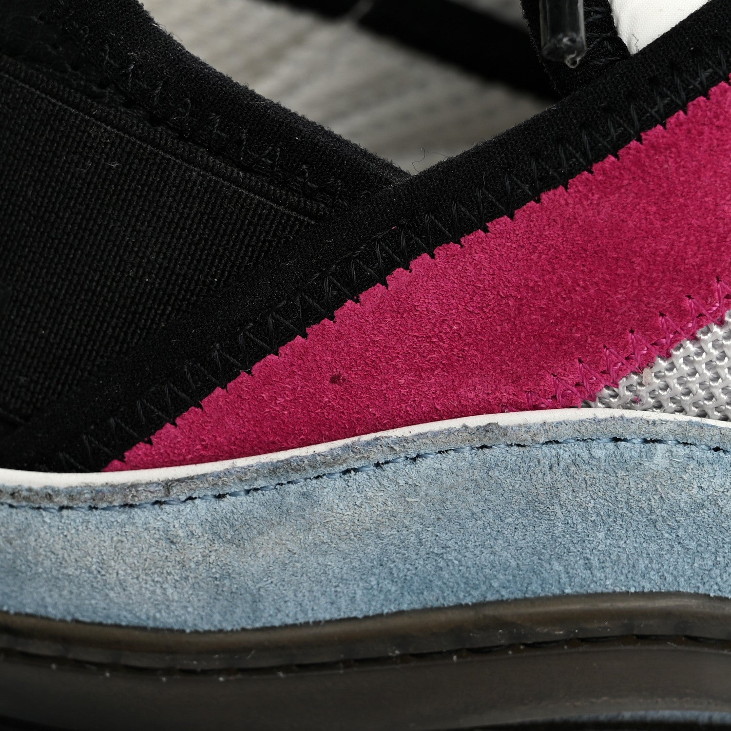 Chanel Fabric Suede CC Sneakers 41 Light Grey Light Blue Fuchsia 10 of 16