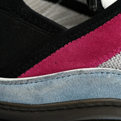 Chanel Fabric Suede CC Sneakers 41 Light Grey Light Blue Fuchsia 10 of 16