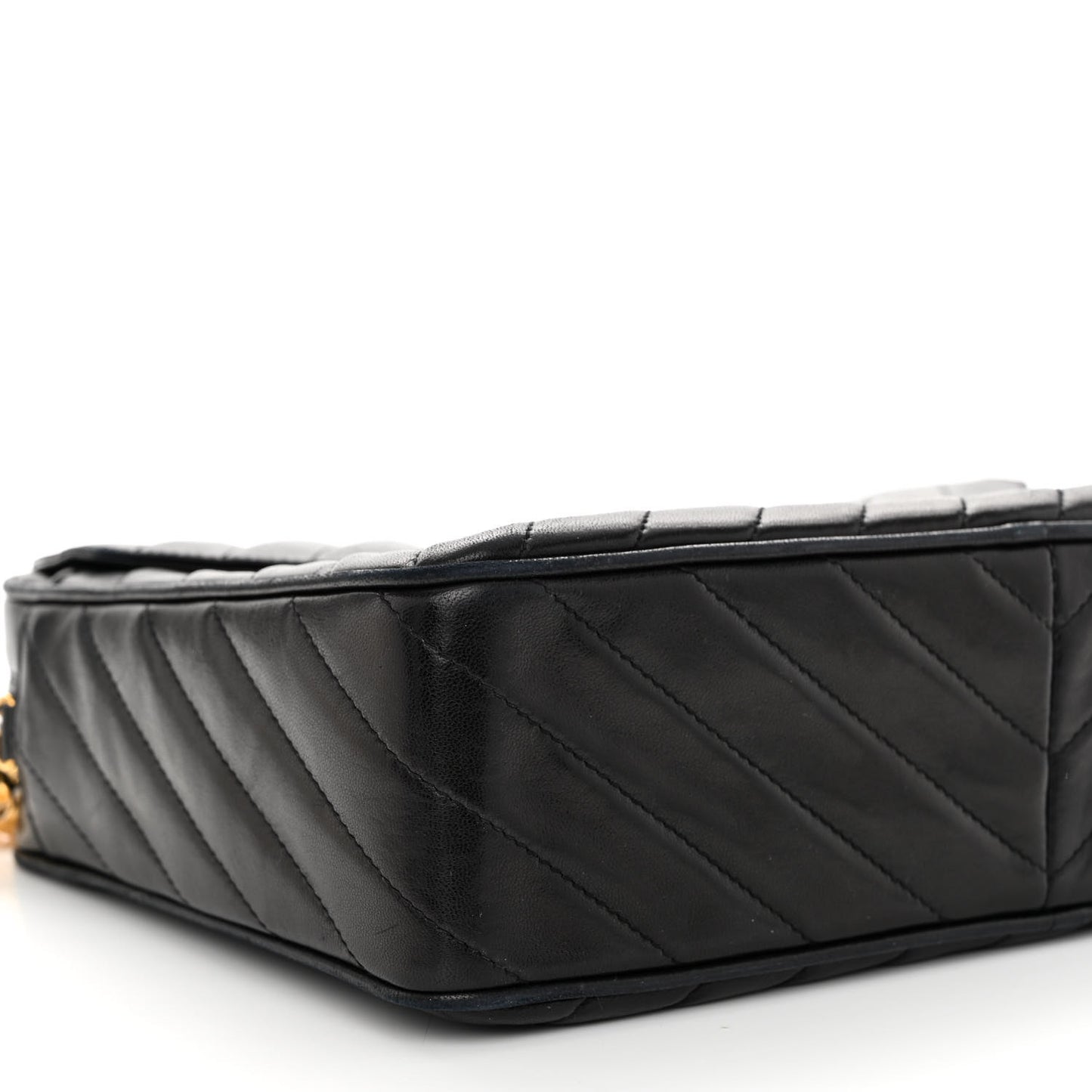 Lambskin Diagonal Quilted Tassel Camera Bag Black