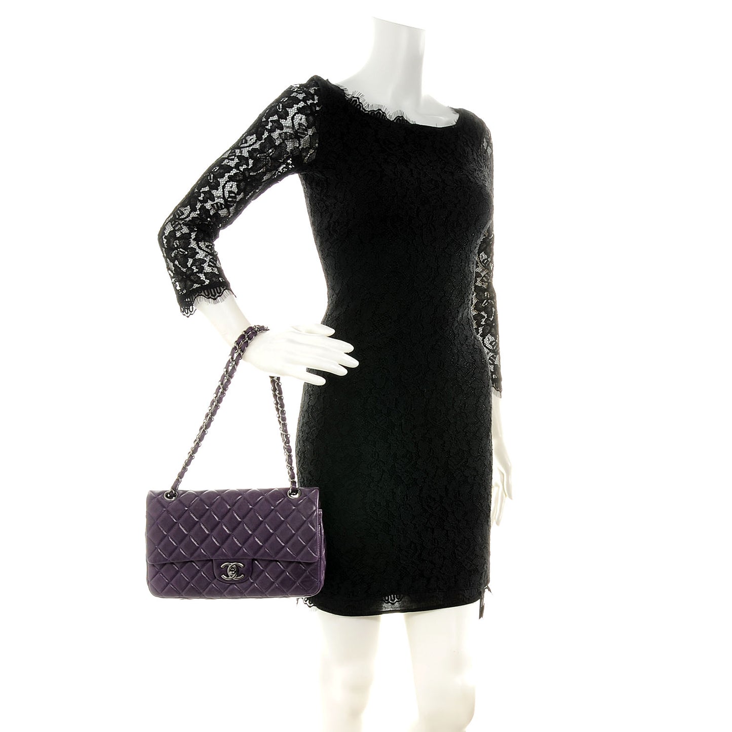 Lambskin Medium Double Flap Violet