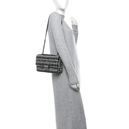 Chanel Tweed Quilted Medium Double Flap Black 2 of 12