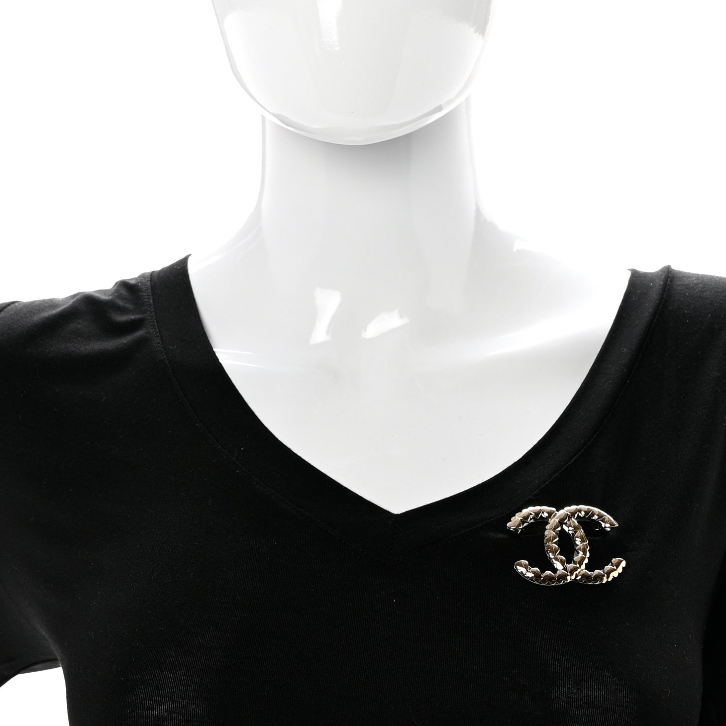 Metal CC Heart Brooch Gold Silver