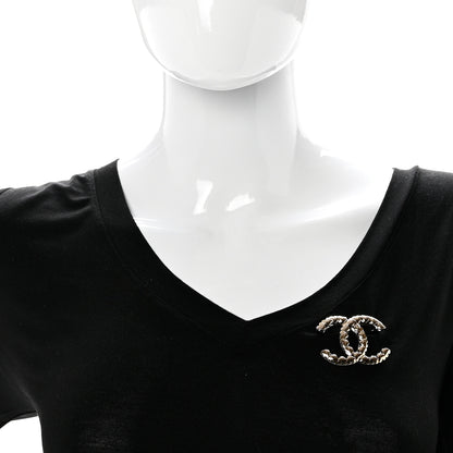 Chanel Metal CC Heart Brooch Gold Silver 2 of 4