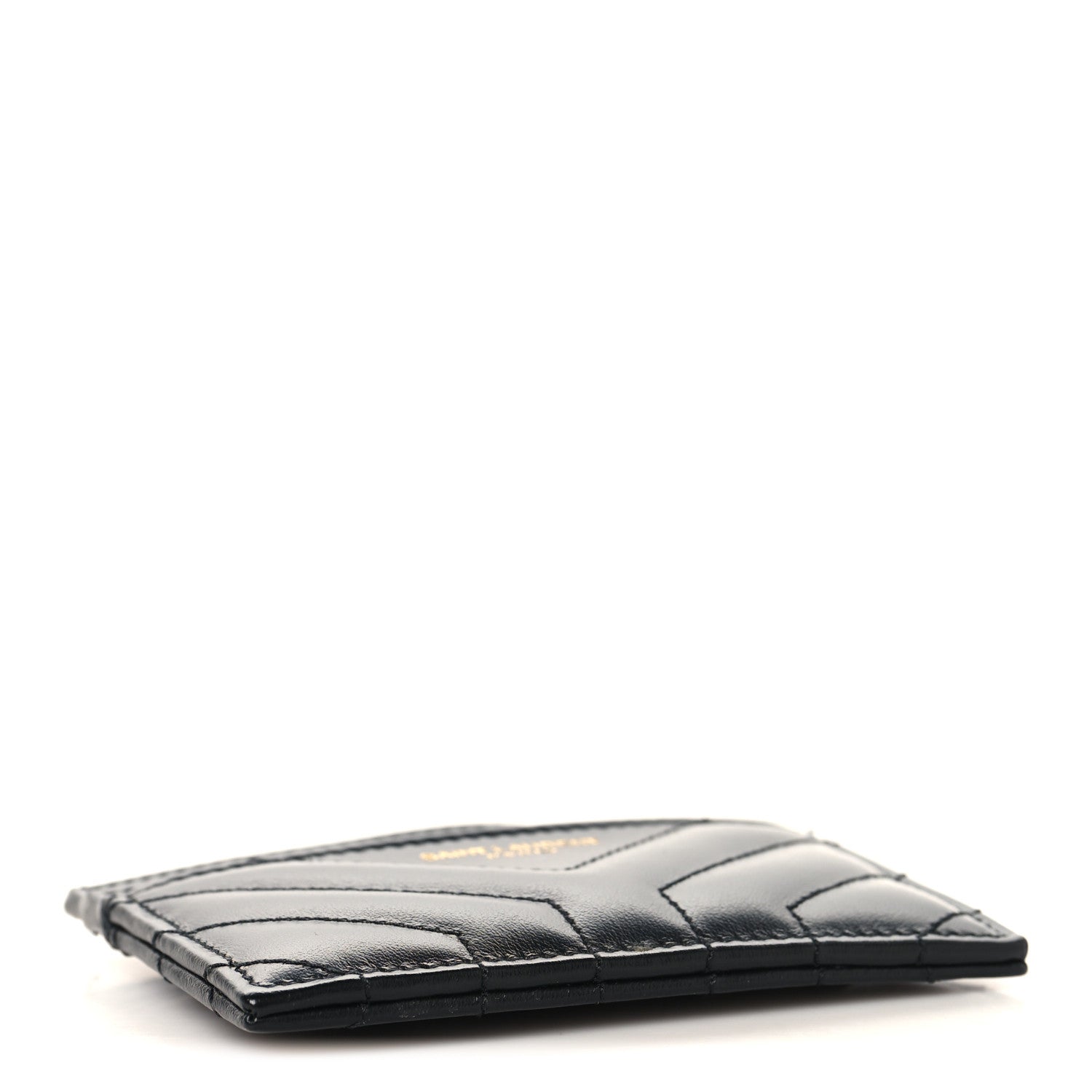 Saint Laurent Calfskin Matelasse Chevron Joan Credit Card Case Black 4 of 8