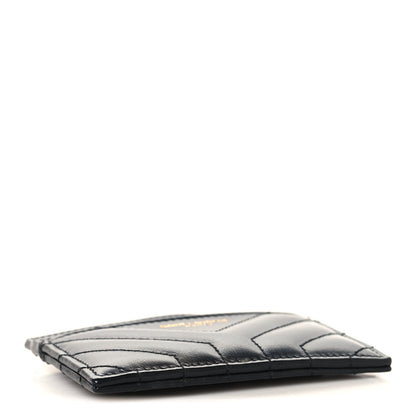 Saint Laurent Calfskin Matelasse Chevron Joan Credit Card Case Black 4 of 8