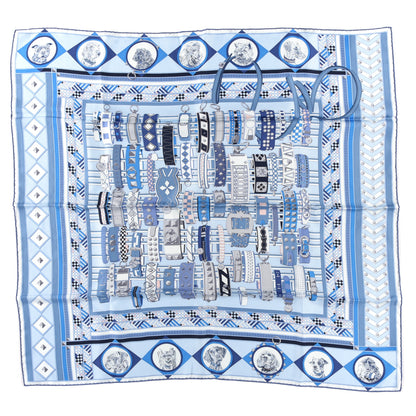 Hermes Silk Carre Wash Colliers de Chiens Scarf 90 Bleu Jean Cobalt 1 of 3