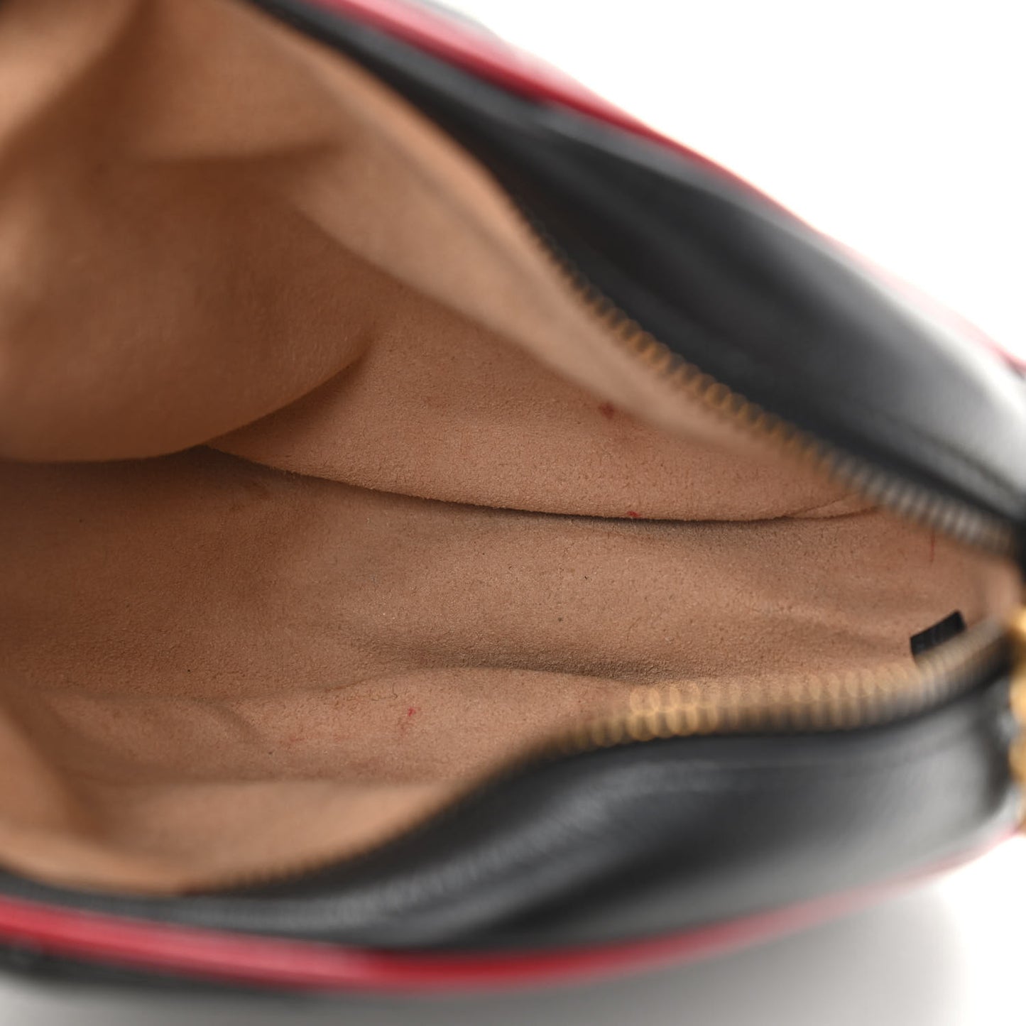 Vintage Effect Calfskin Matelasse Diagonal Mini Torchon GG Marmont Round Shoulder Bag Black Romantic Cherry