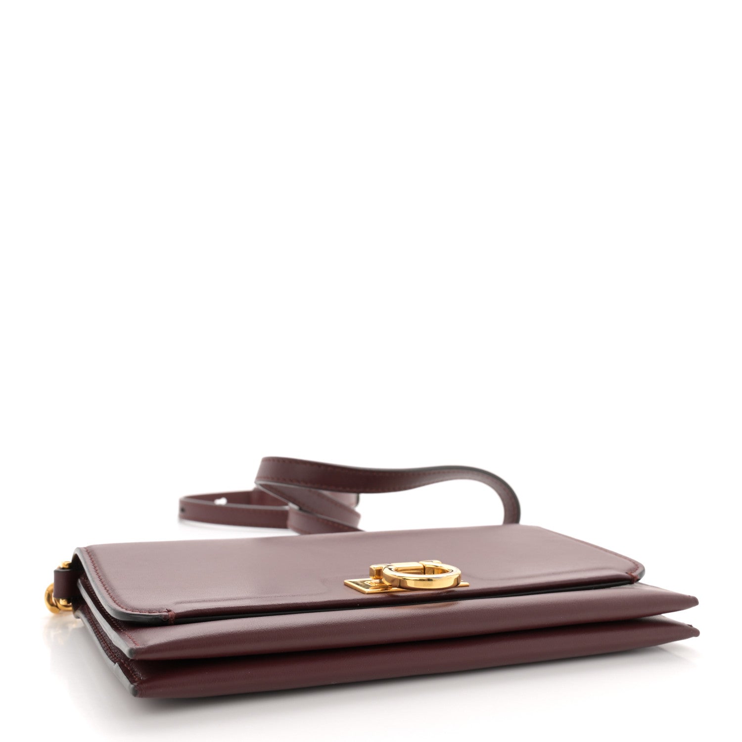Salvatore Ferragamo Calfskin Trifolio Wallet On Chain Burgundy 4 of 15