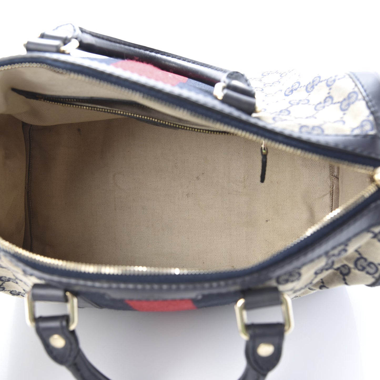 Monogram Selleria Calfskin Vintage Web Medium Boston Beige Blue
