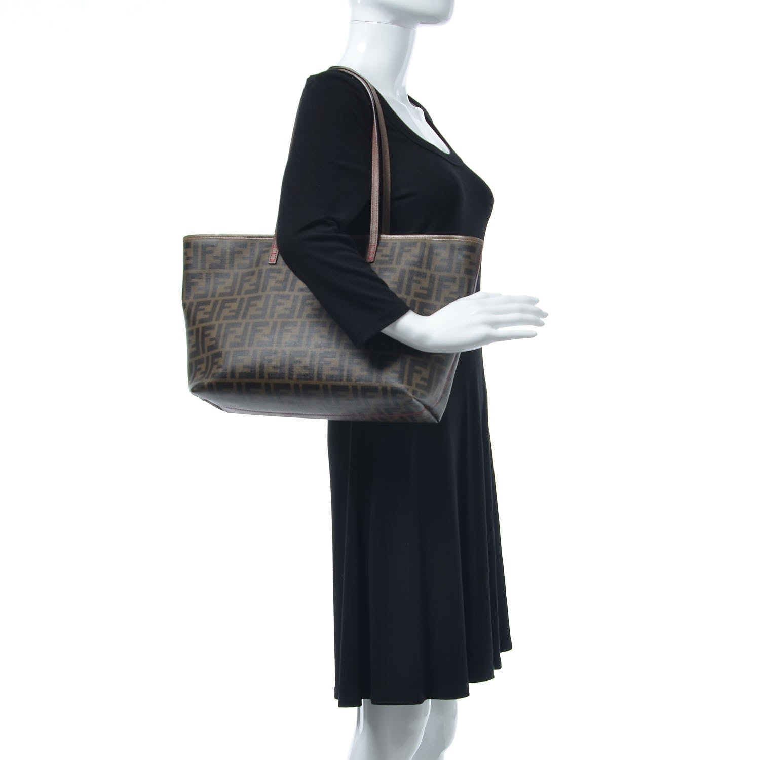 Fendi Zucca Spalmati Vitello Elite Small Roll Tote Tobacco Ciclamino 2 of 12