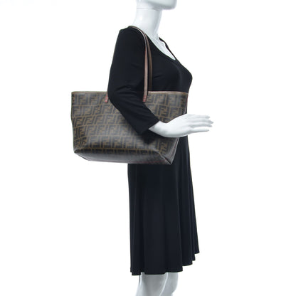 Fendi Zucca Spalmati Vitello Elite Small Roll Tote Tobacco Ciclamino 2 of 12