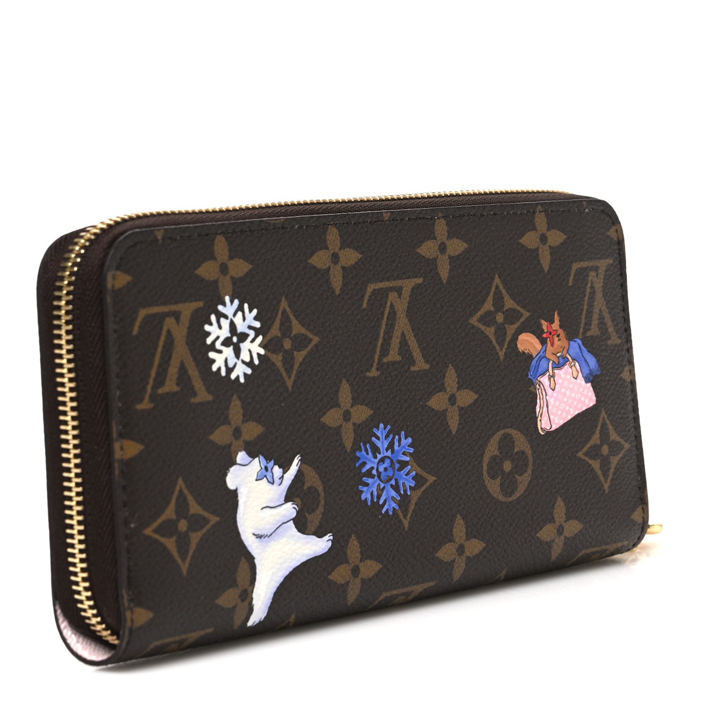 Monogram 2025 Christmas Animation Winter Holiday Zippy Wallet Snowy Pearl