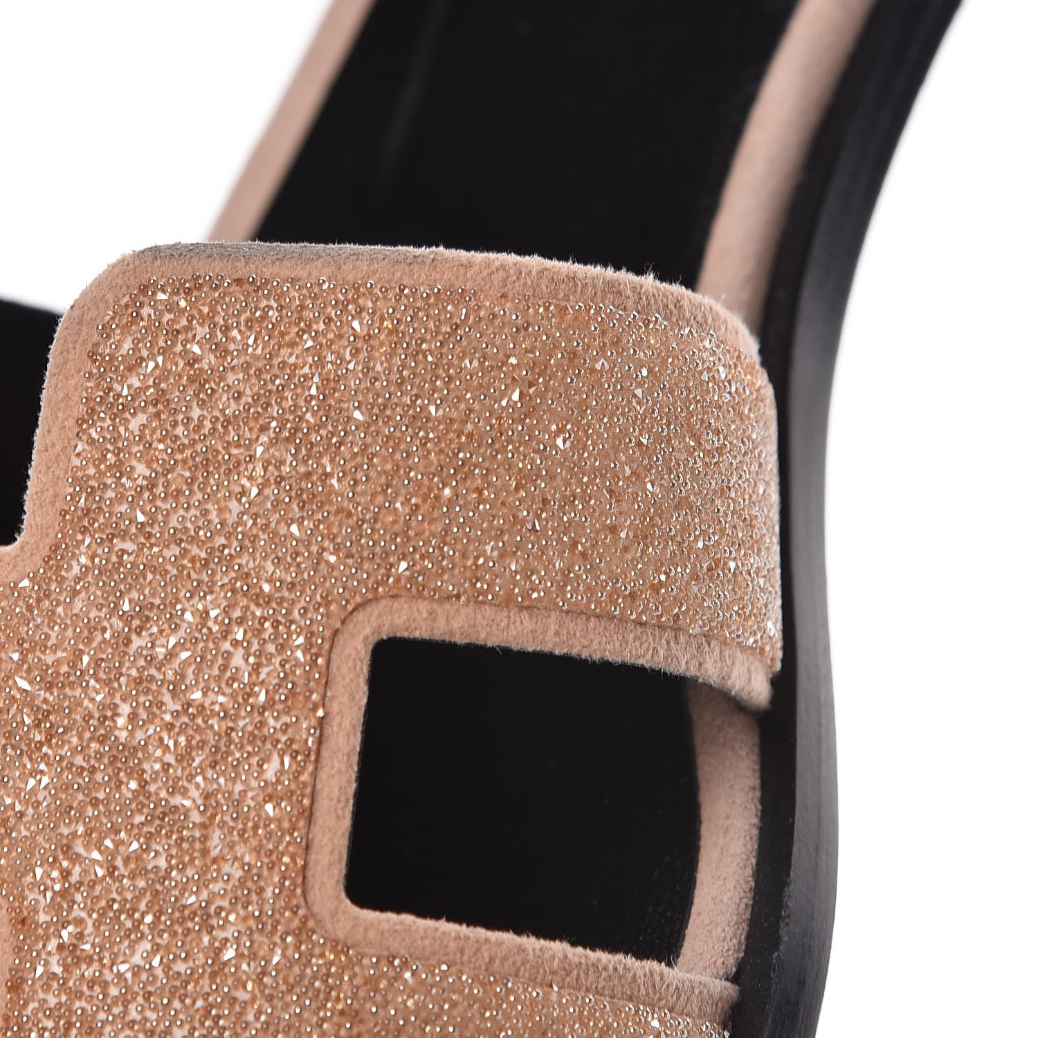 Hermes Suede Goatskin Crystal Powder Oran Sandals 38 Pale Gold Beige Pink 10 of 12