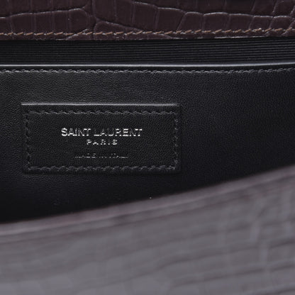 Saint Laurent Calfskin Crocodile Embossed Medium Classic Monogram Kate Tassel Satchel Dark Brown 7 of 10