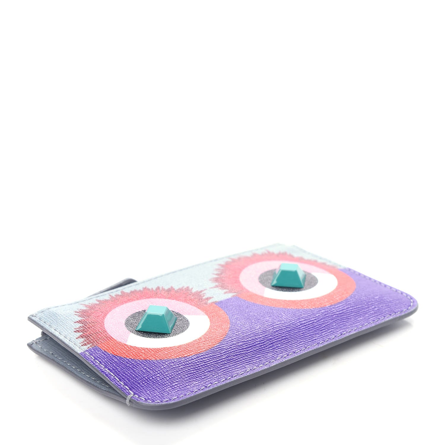 Fendi Vitello Elite Studded Hypnoteyes Coin Pouch Key Case Polvere Multicolor 4 of 8