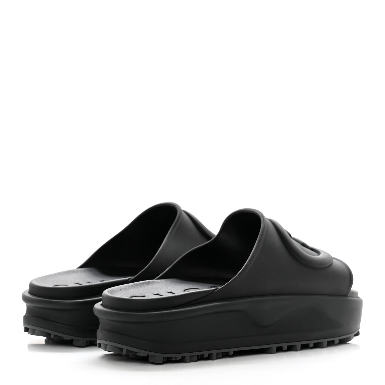 Gucci Soft Rubber Mens Interlocking G Platform 42mm Slide Sandals 10 Black 4 of 11