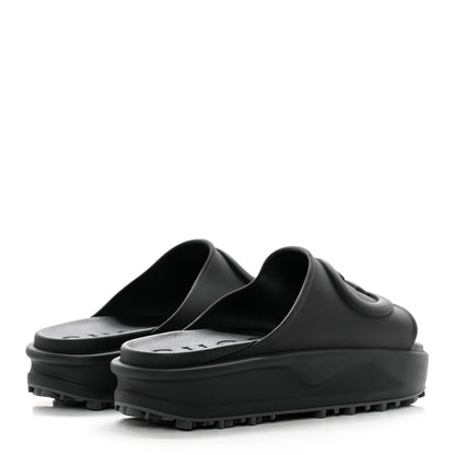 Gucci Soft Rubber Mens Interlocking G Platform 42mm Slide Sandals 10 Black 4 of 11