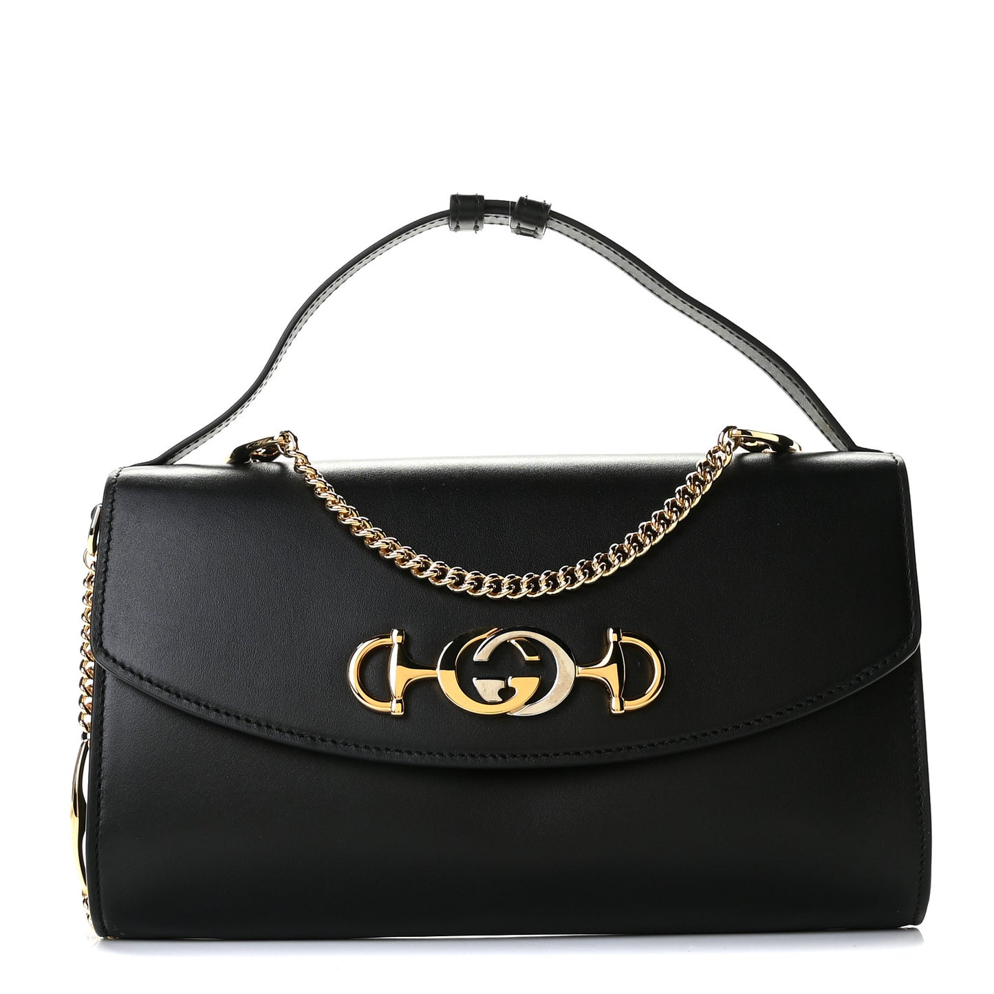 Smooth Calfskin Small Zumi Top Handle Shoulder Bag Black