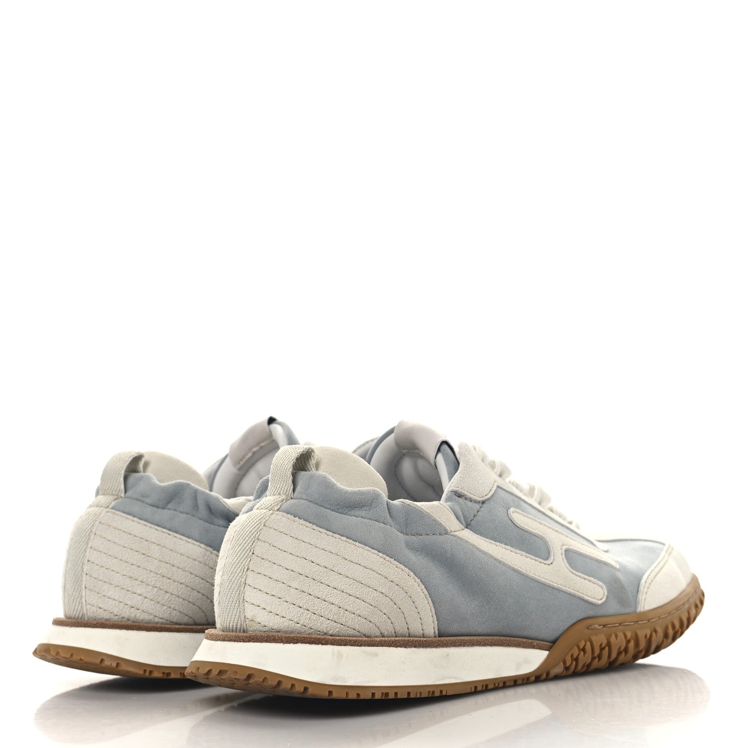 Hermes Suede Goatskin Jet Sneakers 37 Gris Nuage White 1733537