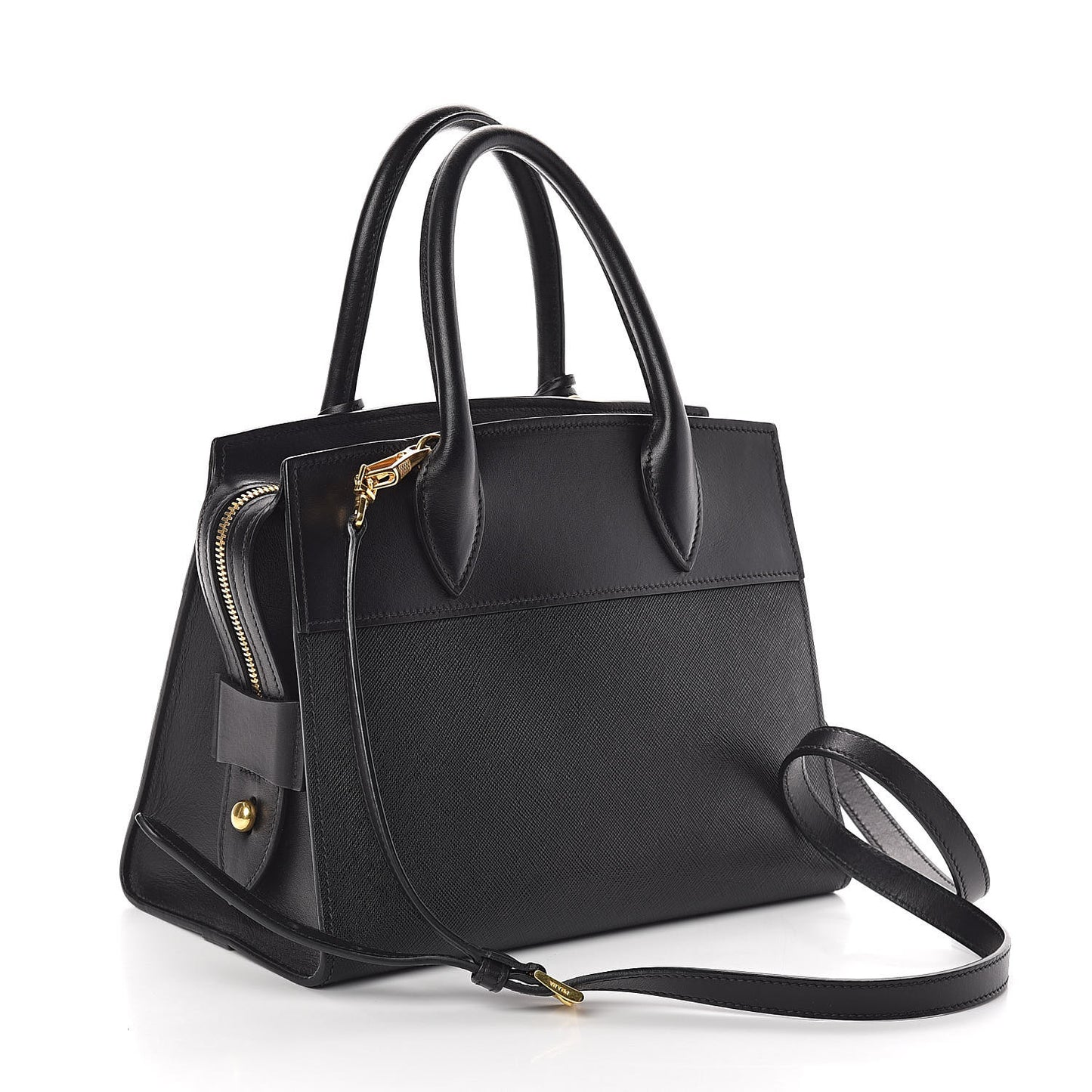 Saffiano City Calfskin Small Esplanade Tote Black