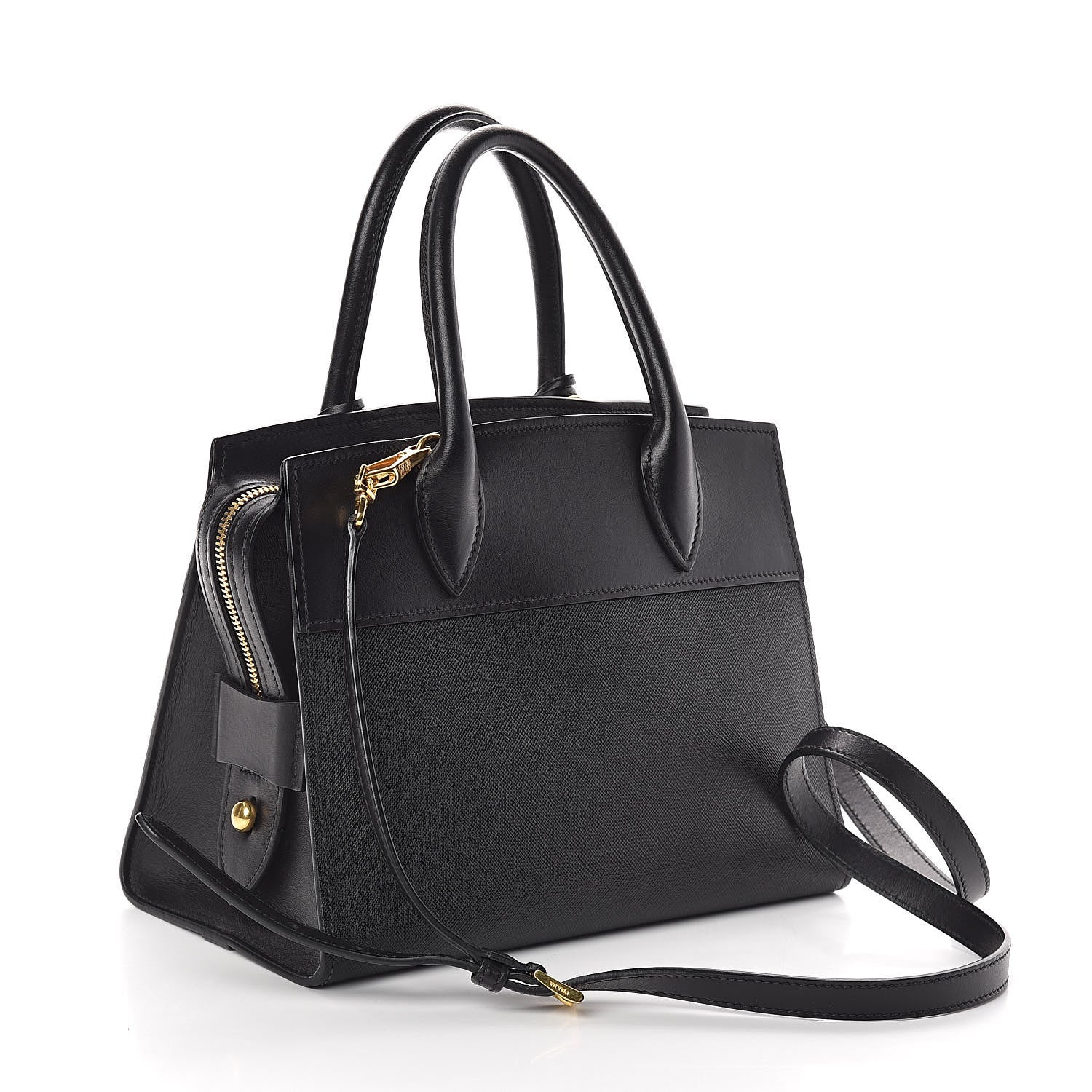 Prada Saffiano City Calfskin Small Esplanade Tote Black 3 of 9