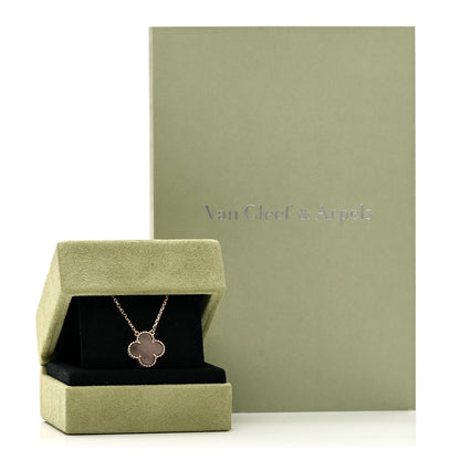 Van Cleef & Arpels 18K Rose Gold Gray Mother of Pearl Vintage Alhambra Pendant Necklace 6 of 6