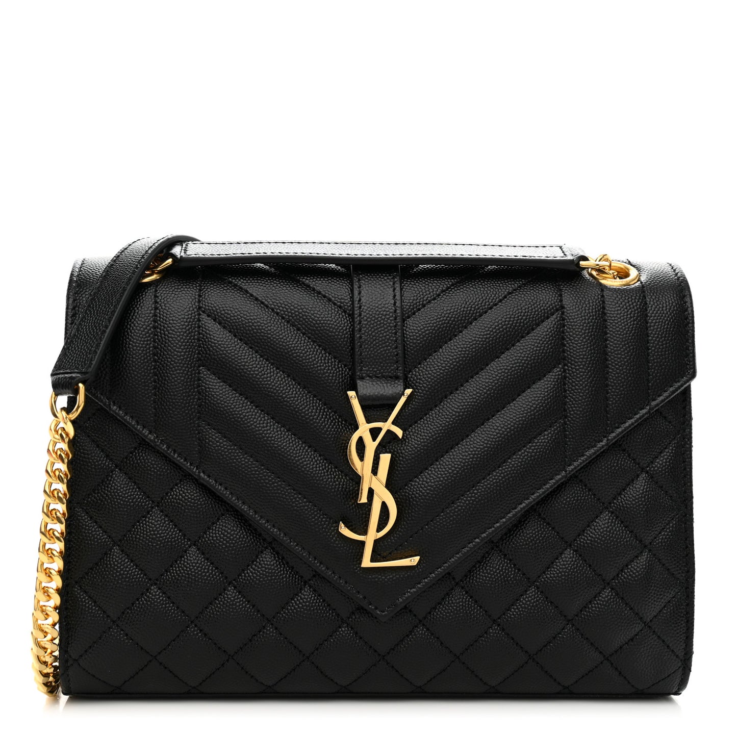 Grain De Poudre Textured Mixed Matelasse Triquilt Medium Monogram Satchel Black