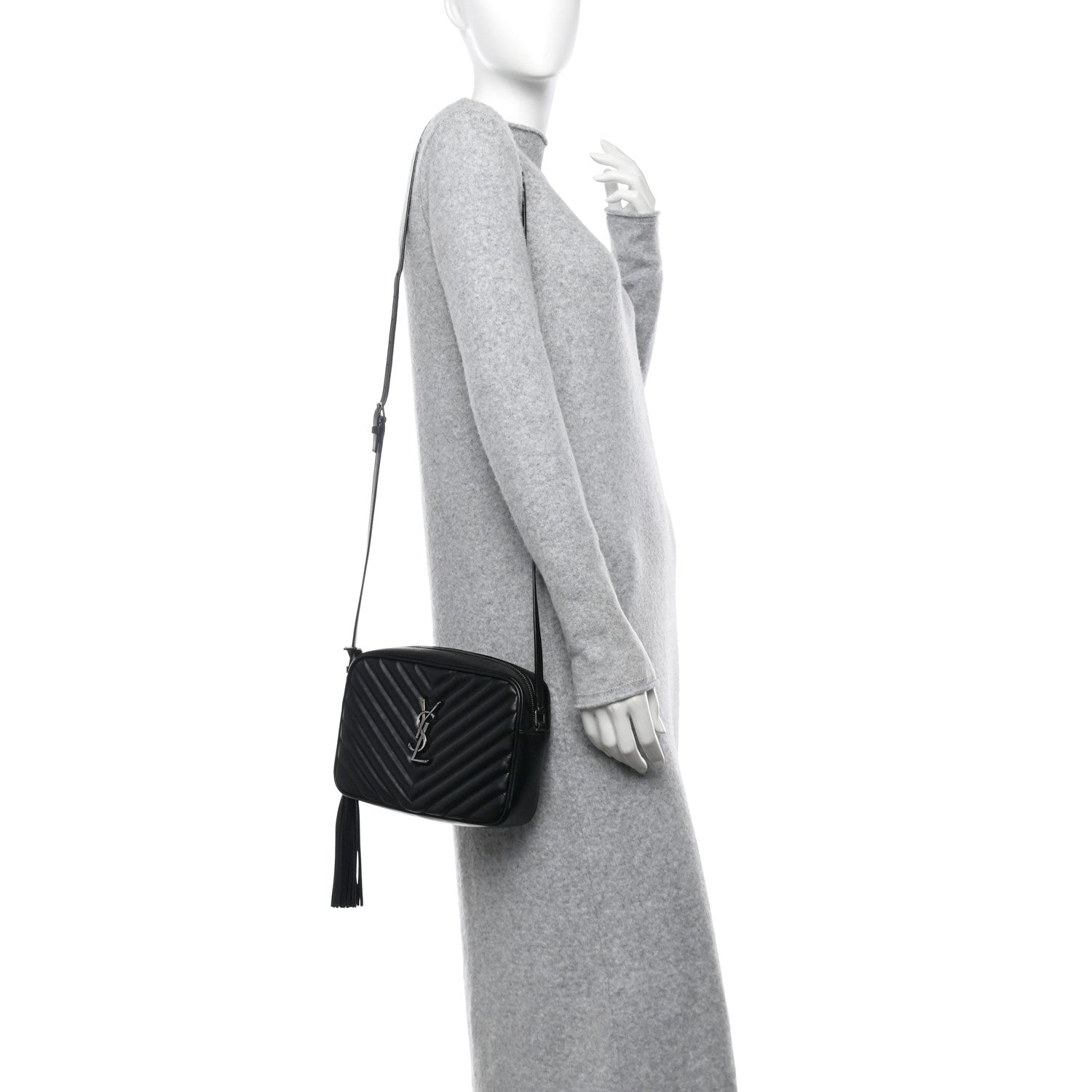 Saint Laurent Calfskin Matelasse Monogram Lou Camera Bag Black 2 of 11