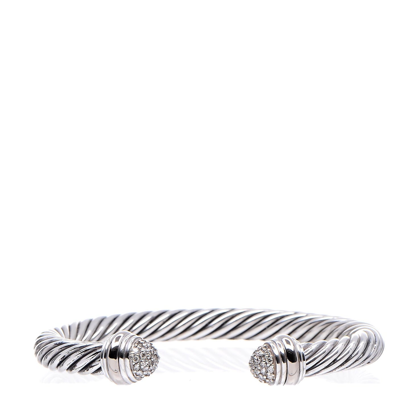 Sterling Silver 18K White Gold Diamond 7mm Cable Classics Bracelet