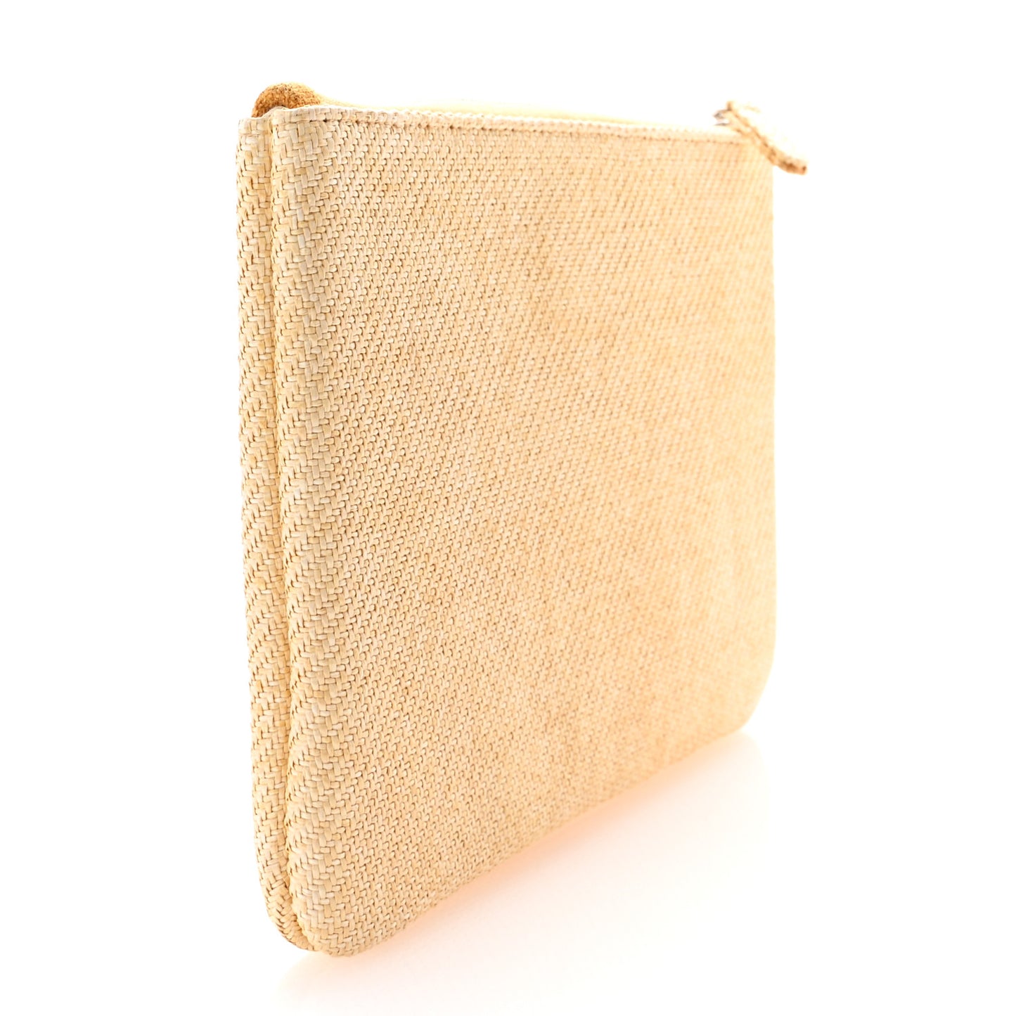 Woven Straw Raffia Small Deauville Pouch Light Yellow