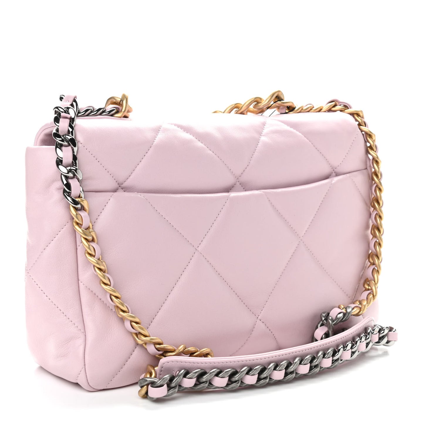 Lambskin Quilted Large Chanel 19 Flap Light Pink