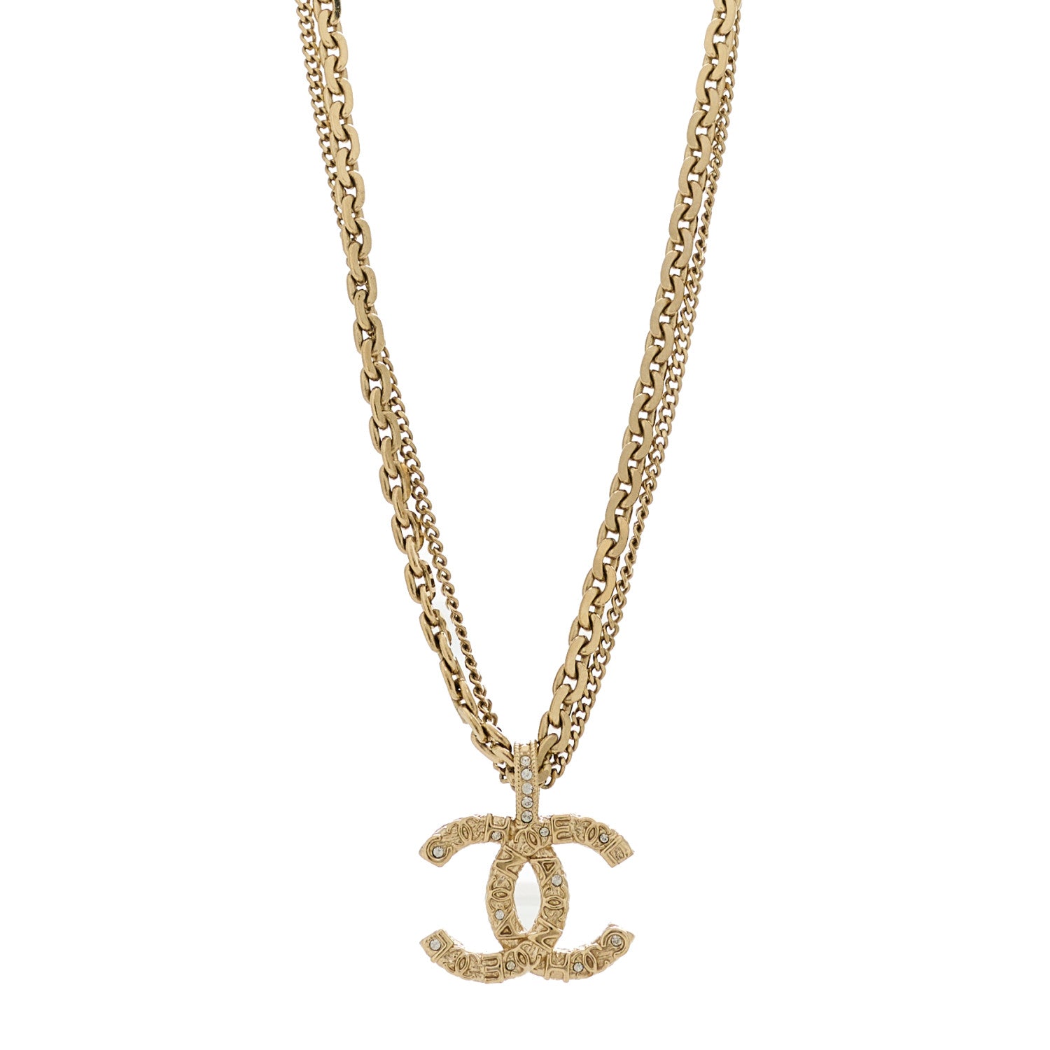 Chanel Crystal CC Multi Strand Chain Necklace Gold 1 of 5