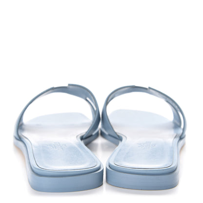 Hermes Calfskin Oran Sandals 37.5 Bleu Dorset 5 of 10