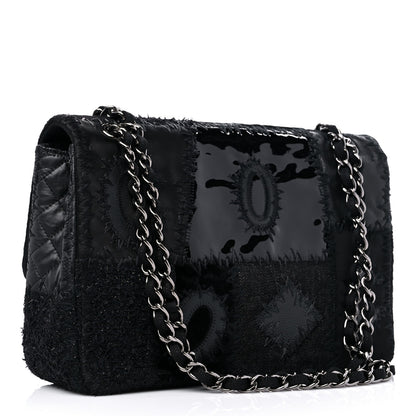 Chanel Tweed Patchwork Jumbo Single Flap Black 3 of 10